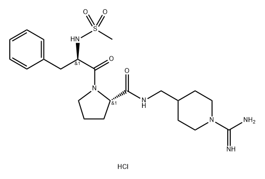 L-Prolinamide, N-(methylsulfonyl)-D-phenylalanyl-N-[[1-(aminoiminomethyl)-4-piperidinyl]methyl]-, monohydrochloride (9CI) Structure