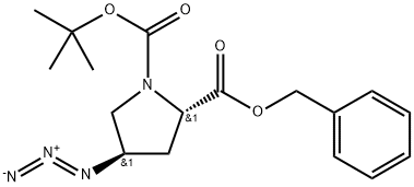 1,2-Pyrrolidinedicarboxylic acid, 4-azido-, 1-(1,1-dimethylethyl) 2-(phenylmethyl) ester, (2S,4R)- Structure