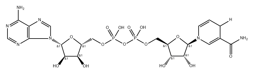 Adenosine 5'-(trihydrogen diphosphate), P'→5'-ester with 1,4-dihydro-1-β-D-ribofuranosyl-3-pyridine-4-d-carboxamide 구조식 이미지