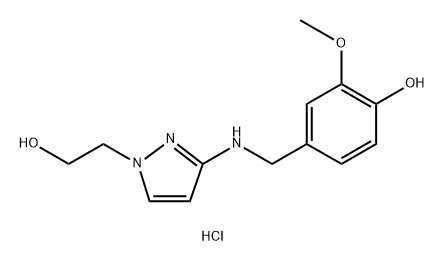 4-({[1-(2-hydroxyethyl)-1H-pyrazol-3-yl]amino}methyl)-2-methoxyphenol 구조식 이미지