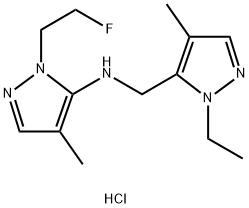 N-[(1-ethyl-4-methyl-1H-pyrazol-5-yl)methyl]-1-(2-fluoroethyl)-4-methyl-1H-pyrazol-5-amine Structure