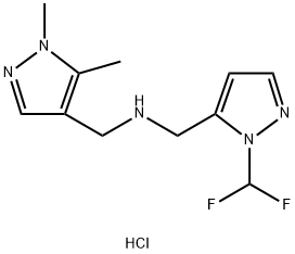 1-[1-(difluoromethyl)-1H-pyrazol-5-yl]-N-[(1,5-dimethyl-1H-pyrazol-4-yl)methyl]methanamine Structure