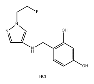 4-({[1-(2-fluoroethyl)-1H-pyrazol-4-yl]amino}methyl)benzene-1,3-diol 구조식 이미지