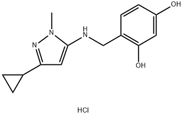 4-{[(3-cyclopropyl-1-methyl-1H-pyrazol-5-yl)amino]methyl}benzene-1,3-diol Structure