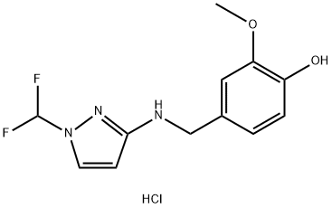 4-({[1-(difluoromethyl)-1H-pyrazol-3-yl]amino}methyl)-2-methoxyphenol Structure