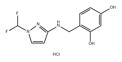 4-({[1-(difluoromethyl)-1H-pyrazol-3-yl]amino}methyl)benzene-1,3-diol Structure