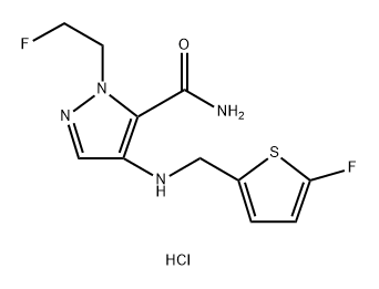 1-(2-fluoroethyl)-4-{[(5-fluoro-2-thienyl)methyl]amino}-1H-pyrazole-5-carboxamide Structure