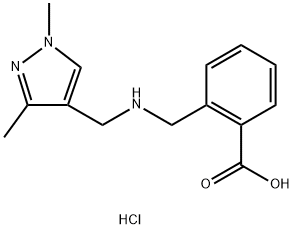 2-({[(1,3-dimethyl-1H-pyrazol-4-yl)methyl]amino}methyl)benzoic acid Structure