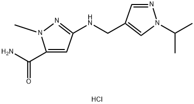 3-{[(1-isopropyl-1H-pyrazol-4-yl)methyl]amino}-1-methyl-1H-pyrazole-5-carboxamide Structure