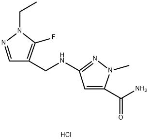 3-{[(1-ethyl-5-fluoro-1H-pyrazol-4-yl)methyl]amino}-1-methyl-1H-pyrazole-5-carboxamide Structure