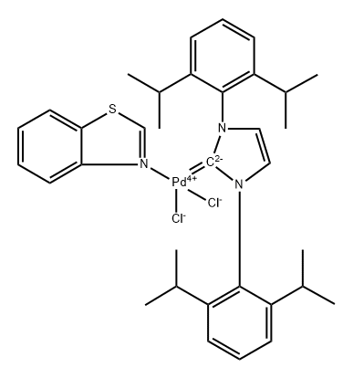 Palladium, (benzothiazole-κN3)[1,3-bis[2,6-bis(1-methylethyl)phenyl]-1,3-dihydro-2H-imidazol-2-ylidene]dichloro-, (SP-4-1)- Structure