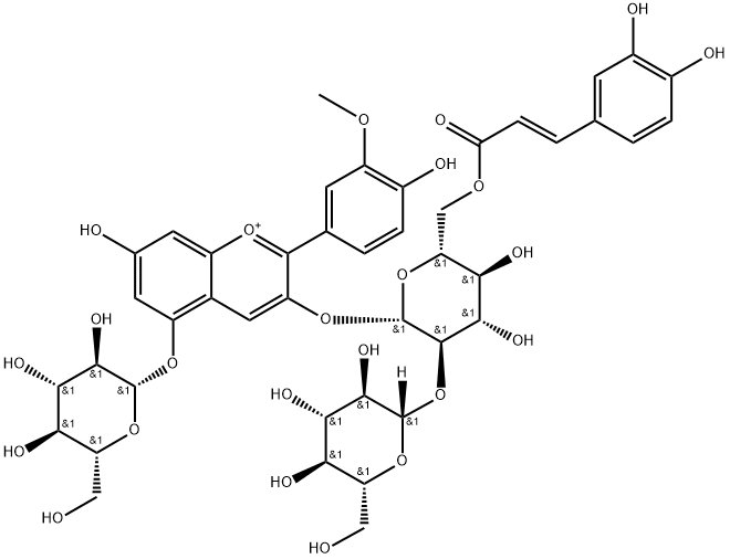 Peonidin-3-O-[6-O-(E)-Caffeoyl Sophoroside]-5-O-β-D-glucoside 구조식 이미지