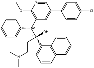 3-Pyridineethanol, 5-(4-chlorophenyl)-α-[2-(dimethylamino)ethyl]-2-methoxy-α-1-naphthalenyl-β-phenyl-, (αS,βR)- Structure