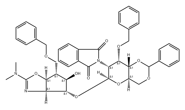 .beta.-D-Allopyranoside, (3aS,4R,5R,6R,6aS)-2-(dimethylamino)-3a,5,6,6a-tetrahydro-5-hydroxy-6-(phenylmethoxy)methyl-4H-cyclopentoxazol-4-yl 2-deoxy-2-(1,3-dihydro-1,3-dioxo-2H-isoindol-2-yl)-3-O-(phenylmethyl)-4,6-O-(phenylmethylene)- Structure