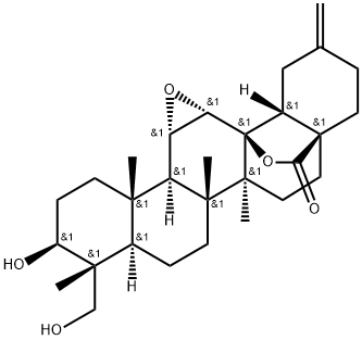 11α,12α-Epoxy-3β,23-dihydroxy-
30-norolean-20(29)-en-28,13β-olide 구조식 이미지