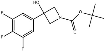 1,1-Dimethylethyl 3-hydroxy-3-(3,4,5-trifluorophenyl)-1-azetidinecarboxylate 구조식 이미지