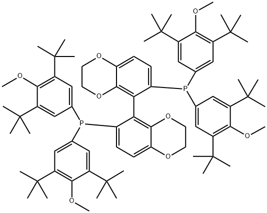 Phosphine, 1,1'-[(5R)-2,2',3,3'-tetrahydro[5,5'-bi-1,4-benzodioxin]-6,6'-diyl]bis[1,1-bis[3,5-bis(1,1-dimethylethyl)-4-methoxyphenyl]- Structure