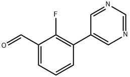 2-fluoro-3-(pyrimidin-5-yl)benzaldehyde Structure