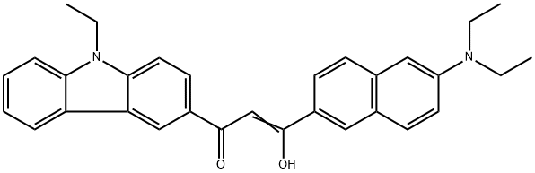 2-Propen-1-one, 3-[6-(diethylamino)-2-naphthalenyl]-1-(9-ethyl-9H-carbazol-3-yl)-3-hydroxy- 구조식 이미지