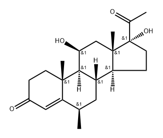 Pregn-4-ene-3,20-dione, 11,17-dihydroxy-6-methyl-, (6β,11β)- Structure