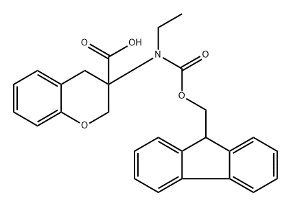 3-((((9H-fluoren-9-yl)methoxy)carbonyl)(ethyl)amino)chromane-3-carboxylic acid Structure