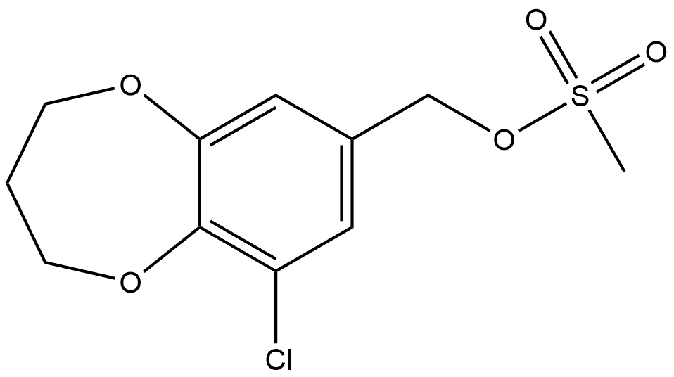 2H-1,5-Benzodioxepin-7-methanol, 9-chloro-3,4-dihydro-, 7-methanesulfonate Structure