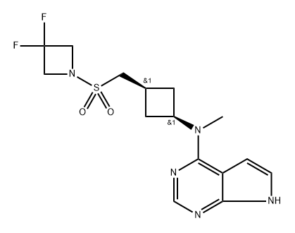 N-((1s,3s)-3-(((3,3-difluoroazetidin-1-yl)sulfonyl)methyl)dacyclobutyl)-N-methyl-7H-pyrrolo[2,3-d]pyrimidin-4-amine Structure