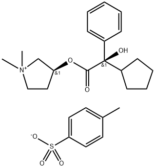 (S)-3-((R)-2-cyclopentyl-2-hydroxy-2-phenylacetoxy)-1,1-dimethylpyrrolidin-1-ium 4-methylbenzenesulfonate hydrate Structure