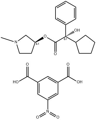 1,3-Benzenedicarboxylic acid, 5-nitro-, compd. with (αS)-(3S)-1-methylpyrrolidinyl α-cyclopentyl-α-hydroxybenzeneacetate (1:1) Structure