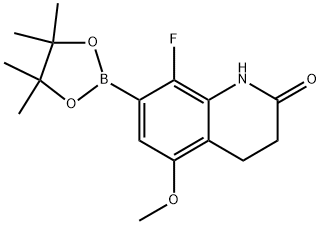 8-Fluoro-5-methoxy-7-(4,4,5,5-tetramethyl-1,3,2-dioxaborolan-2-yl)-3,4-dihydroquinolin-2(1H)-one 구조식 이미지