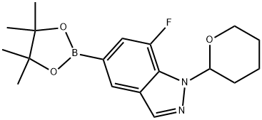 7-Fluoro-1-(tetrahydro-2H-pyran-2-yl)-5-(4,4,5,5-tetramethyl-1,3,2-dioxaborolan-2-yl)-1H-indazole Structure