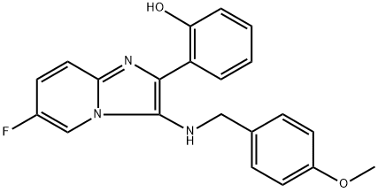 Phenol, 2-[6-fluoro-3-[[(4-methoxyphenyl)methyl]amino]imidazo[1,2-a]pyridin-2-yl]- Structure