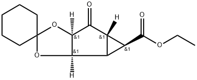 Spiro[cyclohexane-1,2'-cyclopropa[3,4]cyclopenta[1,2-d][1,3]dioxole]-4'-carboxylic acid, hexahydro-5'-oxo-, ethyl ester, (3'aR,3'bR,4'S,4'aS,5'aR)- Structure