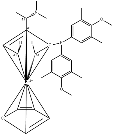 (R)-1-[Bis(4-methoxy-3,5-dimethylphenyl)phosphino]-2- [(S)-1-(dimethylamino)ethyl]ferrocene Structure