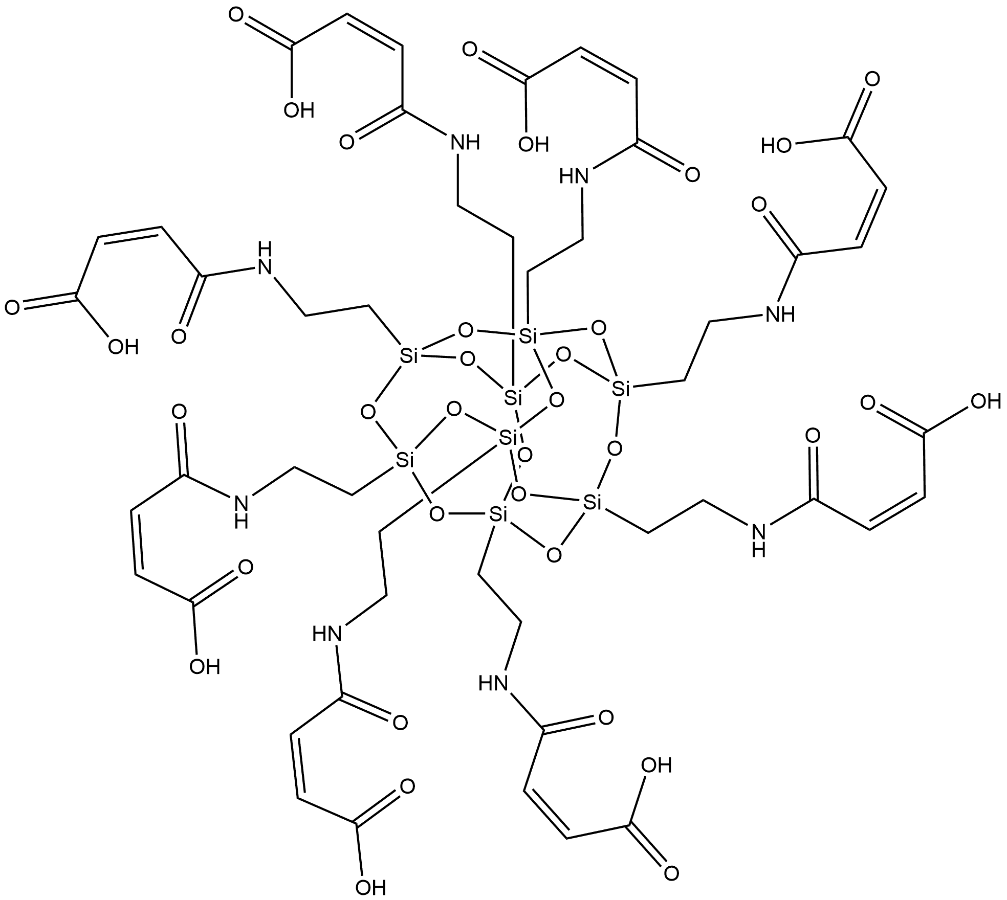 2-Butenoic acid, 4,4',4'',4''',4'''',4''''',4'''''',4'''''''-[pentacyclo[9.5.1.13,9.15,15.17,13]octasiloxane-1,3,5,7,9,11,13,15-octayloctakis(2,1-ethanediylimino)]octakis[4-oxo-, (2Z,2'Z,2''Z,2'''Z,2''''Z,2'''''Z,2''''''Z,2'''''''Z)- Structure