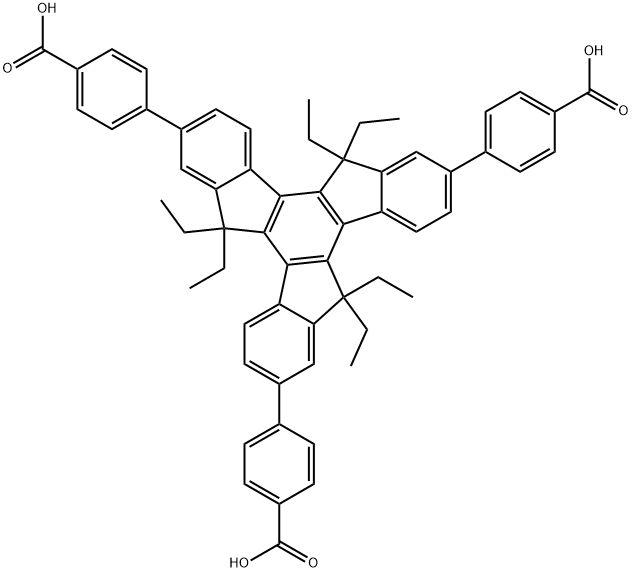 4,4',4''-(5,5,10,10,15,15-hexaethyl-10,15-dihydro-5H-diindeno[1,2-a:1',2'-c]fluorene-2,7,12-triyl)tribenzoic acid Structure