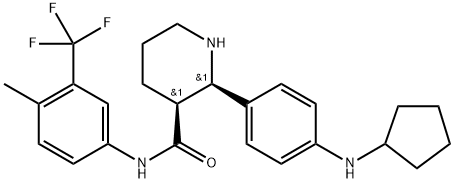 (2R,3S)-2-[4-(cyclopentylamino)phenyl]-N-[4-methyl-3-(trifluoromethyl)phenyl]piperidine-3-carboxamido Structure