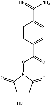 Benzoic acid, 4-(aminoiminomethyl)-, 2,5-dioxo-1-pyrrolidinyl ester.HCl Structure