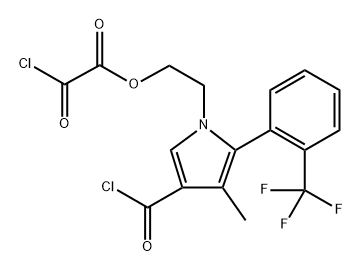 Acetic acid, 2-chloro-2-oxo-, 2-[(2S)-4-(chlorocarbonyl)-3-methyl-2-[2-(trifluoromethyl)phenyl]-1H-pyrrol-1-yl]ethyl ester Structure