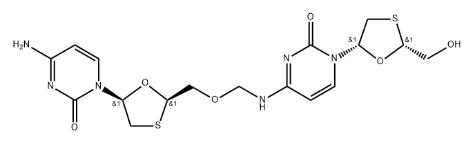 2(1H)-Pyrimidinone, 4-amino-1-[(2R,5S)-2-[[[[1,2-dihydro-1-[(2R,5S)-2-(hydroxymethyl)-1,3-oxathiolan-5-yl]-2-oxo-4-pyrimidinyl]amino]methoxy]methyl]-1,3-oxathiolan-5-yl]- Structure