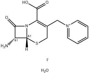 1-{[(6R,7R)-7-amino-2-carboxy-8-oxo-5-thia-1-azabicyclo[4.2.0]oct-2-en-3-yl]methyl}pyridinium iodide hydrate (1:1:1) Structure