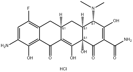 (4S,4aS,5aR,12aS)-9-Amino-4-(dimethylamino)-7-fluoro-1,4,4a,5,5a,6,11,12a-octahydro-3,10,12,12a-tetrahydroxy-1,11-dioxo-2-naphthacenecarboxamide dihydrochloride Structure
