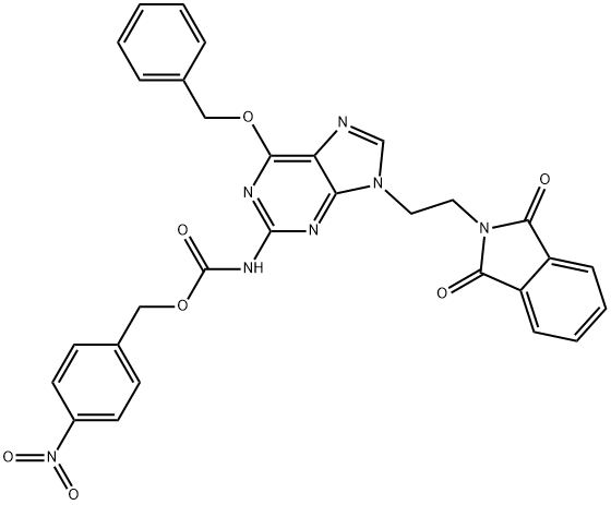 4-nitrobenzyl (6-(benzyloxy)-9-(2-(1,3-dioxoisoindolin-2-yl)ethyl)-9H-
purin-2-yl)carbamate Structure