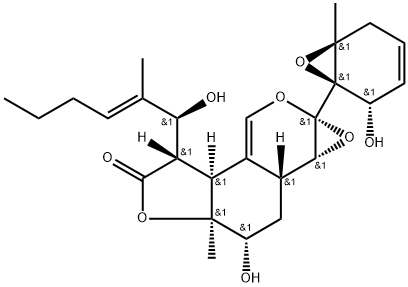 5H-Furo[2,3-h]oxireno[c]-2-benzopyran-5-one, 1a,3b,4,6a,7,8,8a,8b-octahydro-7-hydroxy-4-[(1S,2E)-1-hydroxy-2-methyl-2-hexen-1-yl]-1a-[(1R,2S,6S)-2-hydroxy-6-methyl-7-oxabicyclo[4.1.0]hept-3-en-1-yl]-6a-methyl-, (1aR,3bS,4S,6aS,7S,8aR,8bR)- Structure