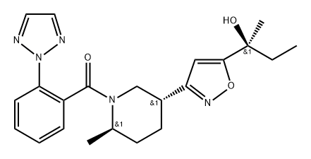 Methanone, [(2R,5R)-5-[5-[(1S)-1-hydroxy-1-methylpropyl]-3-isoxazolyl]-2-methyl-1-piperidinyl][2-(2H-1,2,3-triazol-2-yl)phenyl]- Structure