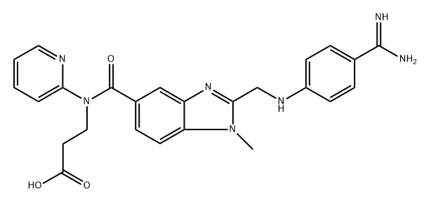 β-Alanine, N-[[2-[[[4-(aminoiminomethyl)phenyl]amino]methyl]-1-methyl-1H-benzimidazol-5-yl]carbonyl]-N-2-pyridinyl-, labeled with tritium 구조식 이미지