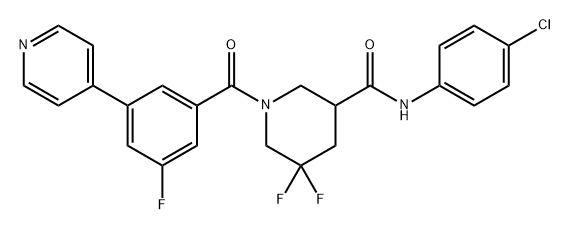 N-(4-chlorophenyl)-5,5-difluoro-1-[3-fluoro-5-(pyri
din-4-yl)benzoyl]piperidine-3-carboxamide Structure