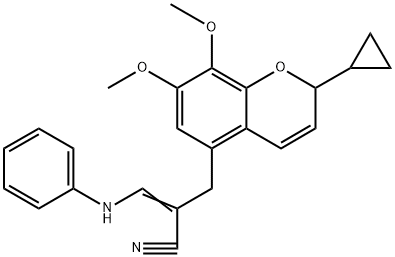 2-((2-cyclopropyl-7,8-dimethoxy-2H-chromen-5-yl)methyl)-3-(phenylamino)acrylonitrile(WXC06854) 구조식 이미지