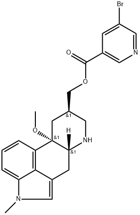 Ergoline-8-methanol, 10-methoxy-1-methyl-, 5-bromo-3-pyridinecarboxylate (ester), (8β)- (9CI) Structure