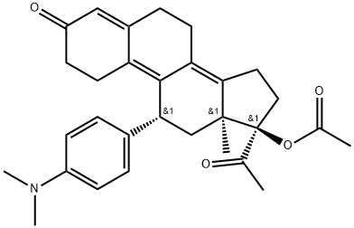 19-Norpregna-4,8(14),9-triene-3,20-dione, 17-(acetyloxy)-11-[4-(dimethylamino)phenyl]-, (11β)- 구조식 이미지